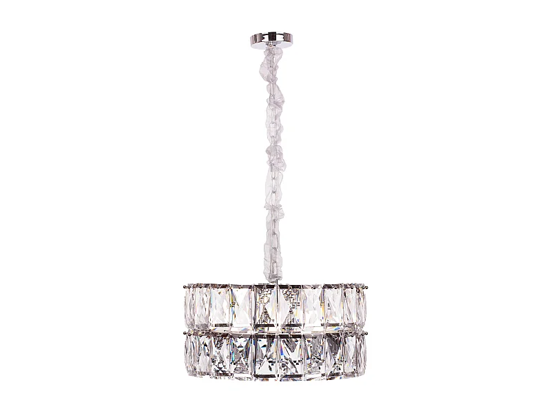 Moderne kristallen hanglamp voor woonkamer zilverkleurig - Rond 50 cm - Miami