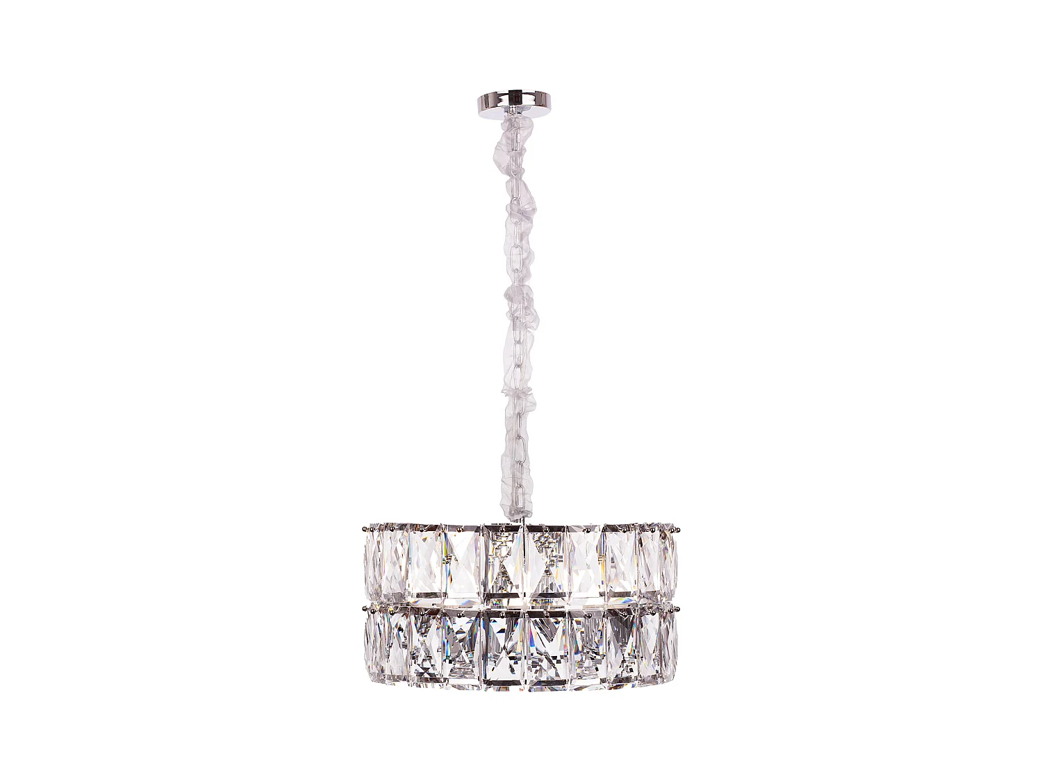 Lustre en cristal moderne pour salon argenté - Rond 50 cm - Las Vegas