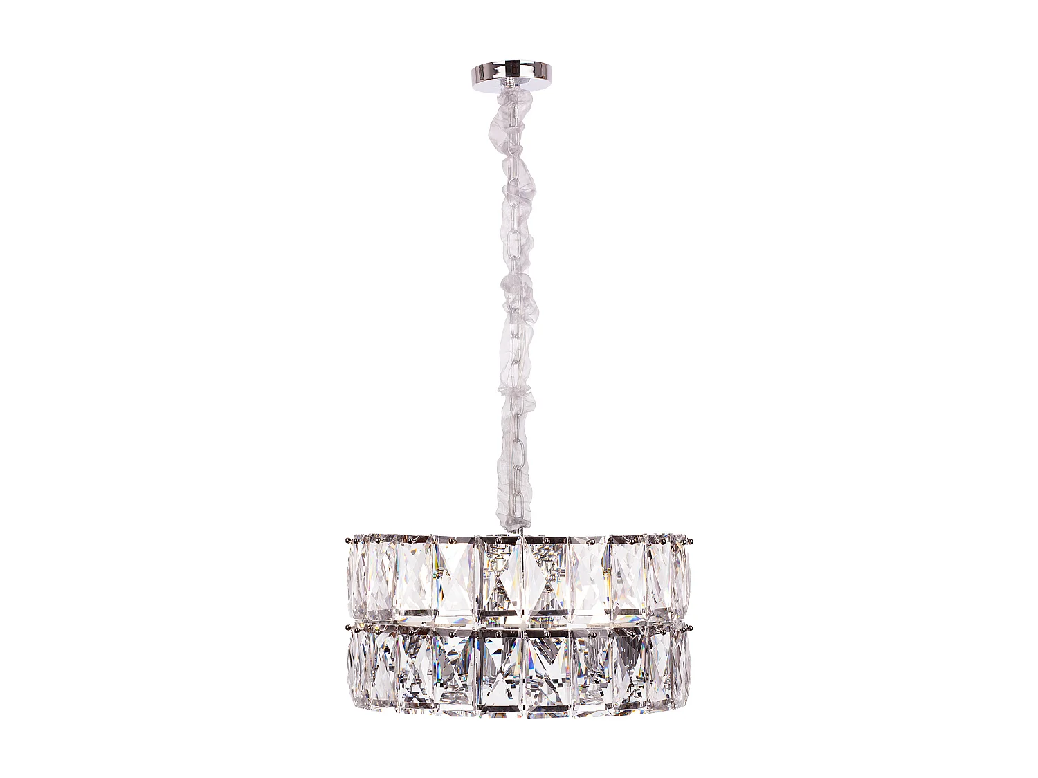 Moderne kristallen hanglamp voor woonkamer zilverkleurig - Rond 50 cm - Miami