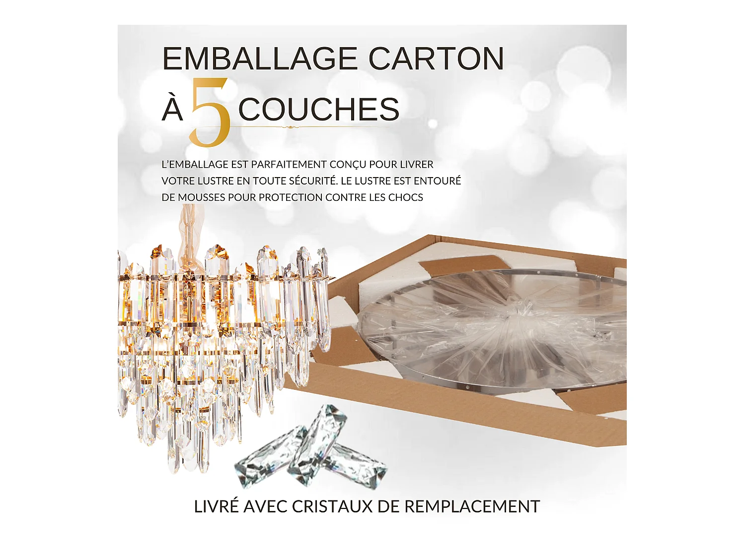 Moderne kristallen hanglamp voor woonkamer goudkleurig - Rond 50 cm - Las Vegas