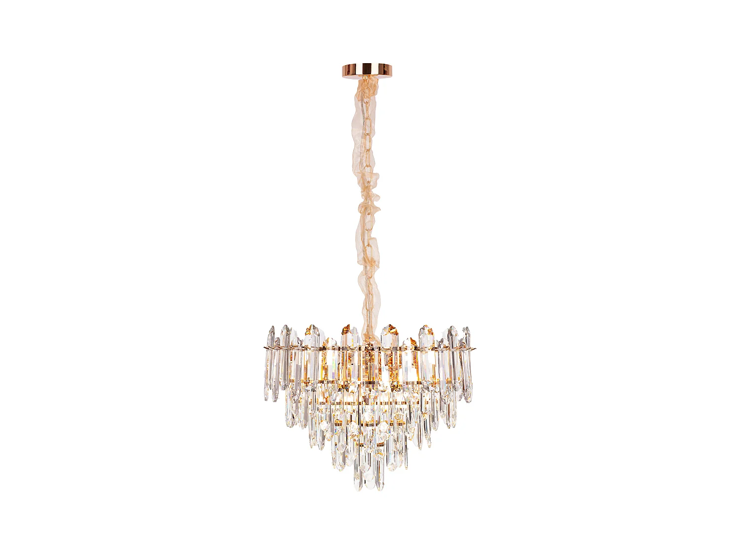 Lustre en cristal moderne pour salon doré - Rond 50 cm - Las Vegas