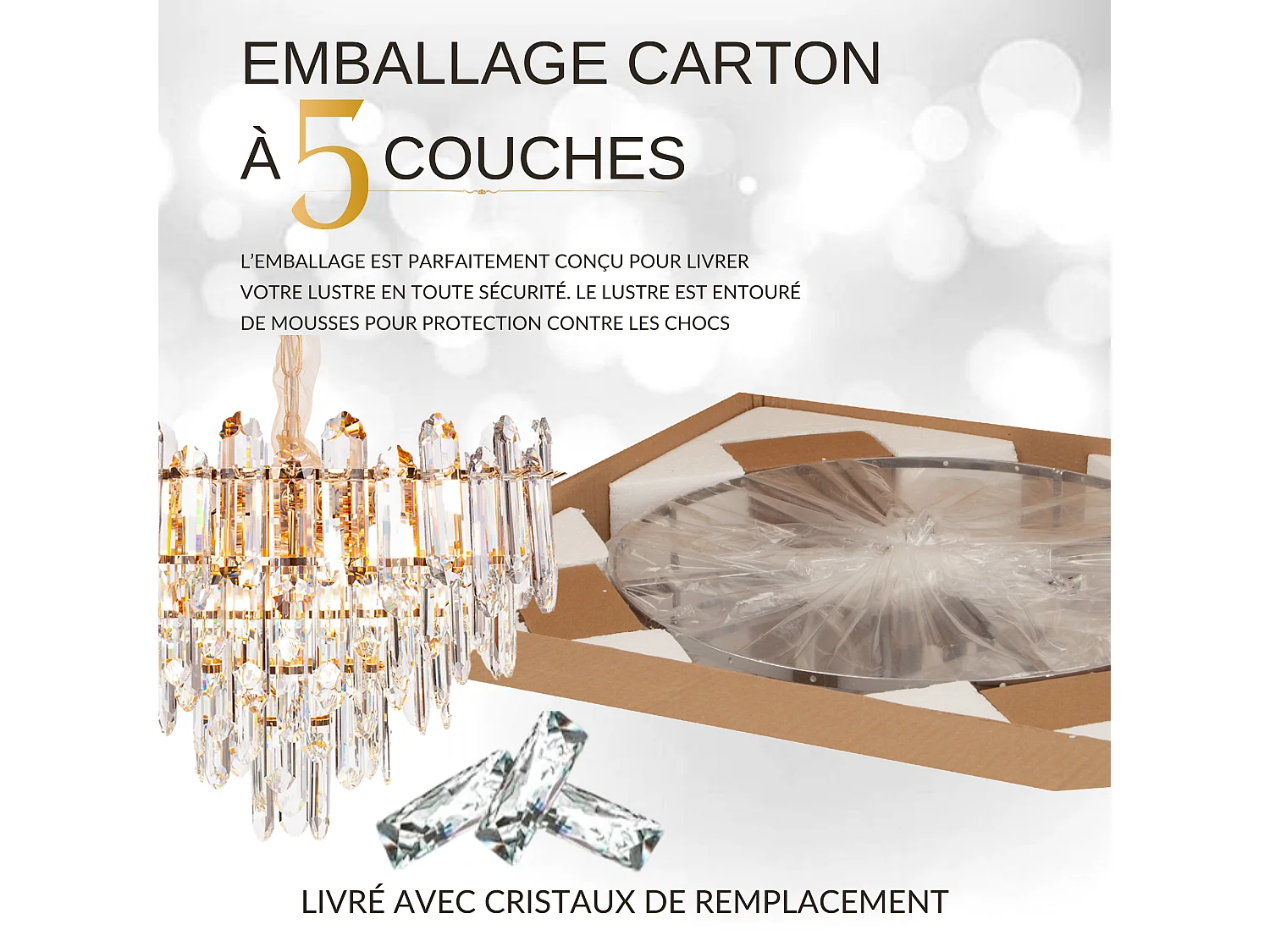 Moderne kristallen hanglamp voor woonkamer goudkleurig - Rond 50 cm - Las Vegas