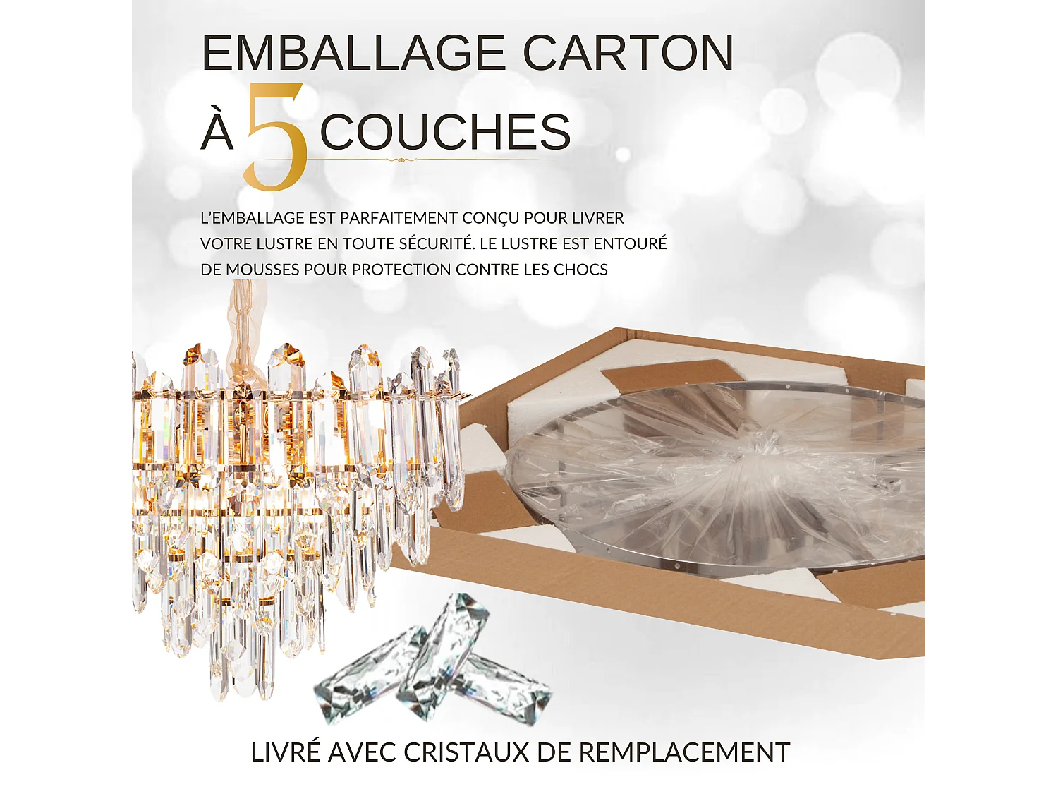 Moderne kristallen hanglamp voor woonkamer goudkleurig - Rond 50 cm - Las Vegas