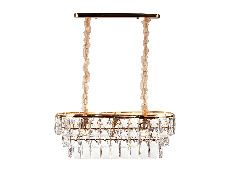 Lustre en cristal moderne pour salon doré - Ovale 80 cm - San Francisco