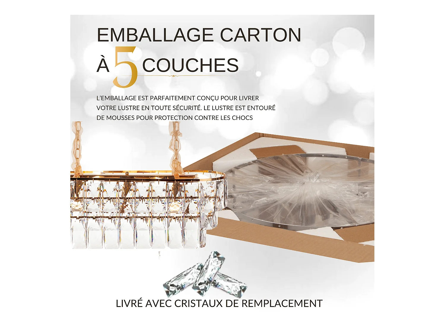 Moderne kristallen hanglamp voor woonkamer goudkleurig - Ovaal 80 cm - San Francisco