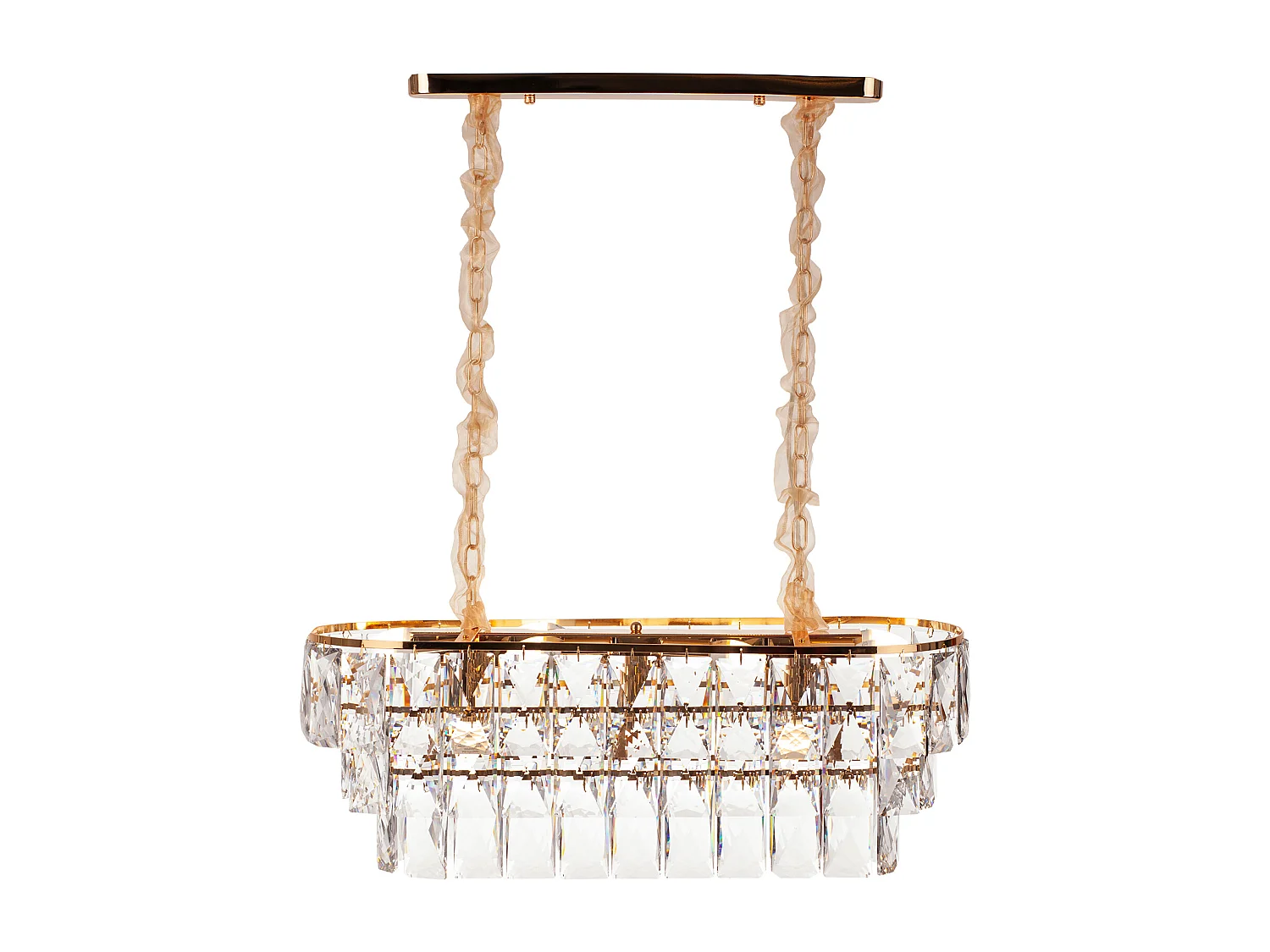 Moderne kristallen hanglamp voor woonkamer goudkleurig - Ovaal 80 cm - San Francisco