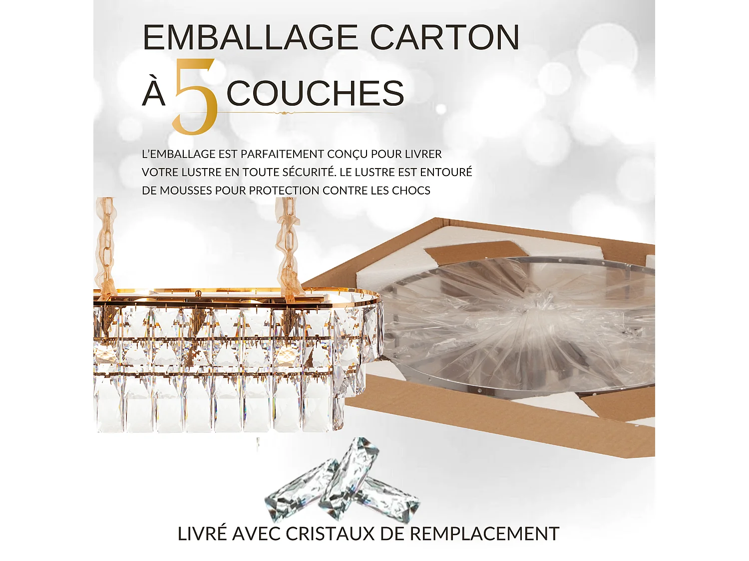 Moderne kristallen hanglamp voor woonkamer goudkleurig - Ovaal 80 cm - San Francisco