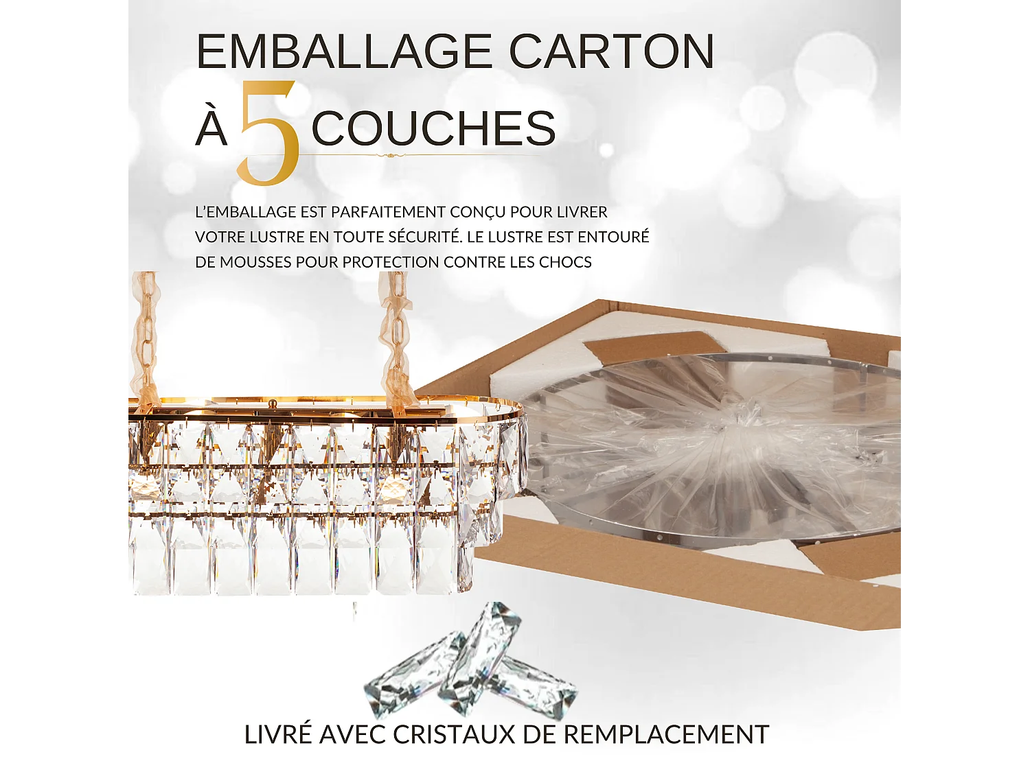 Moderne kristallen hanglamp voor woonkamer goudkleurig - Ovaal 80 cm - San Francisco