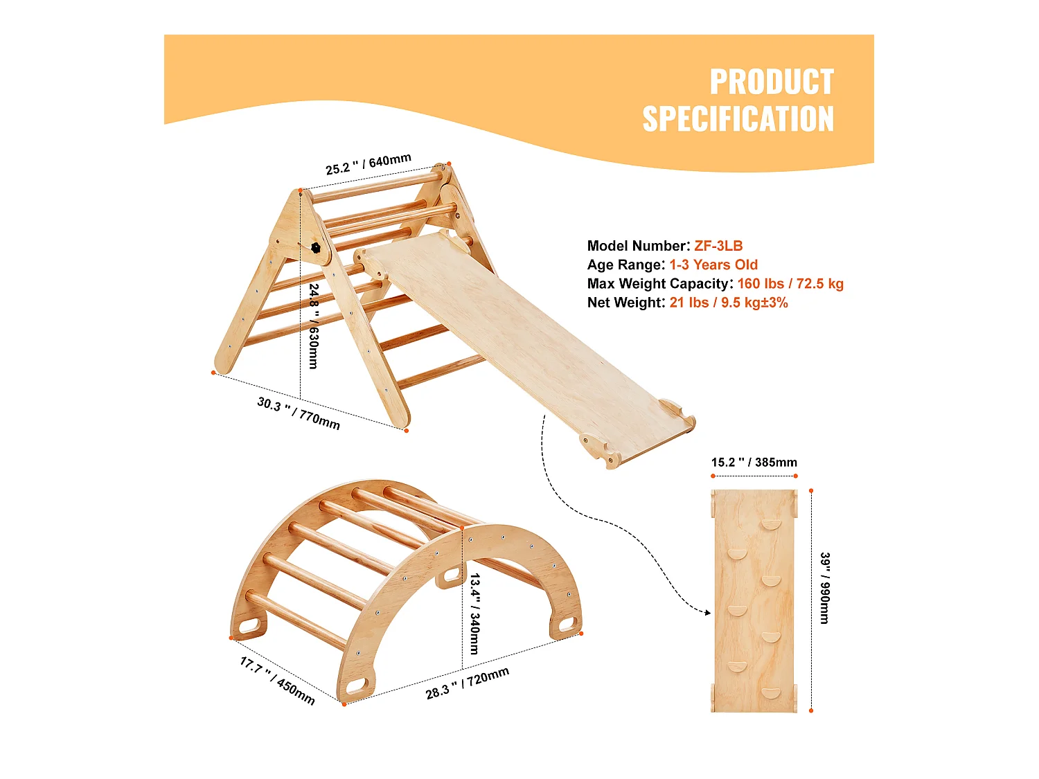 Ensemble de Triangles SucceBuy Pikler 5 En 1 de SucceBuy , Jouets D'escalade Montessori pour Tout-petits, Bois