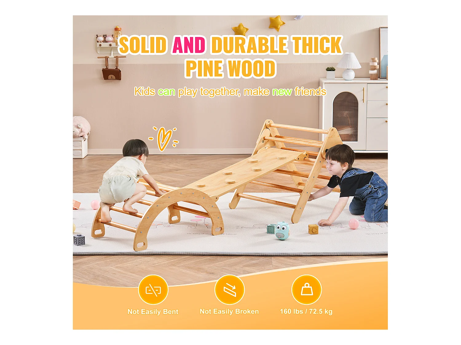 Ensemble de Triangles SucceBuy Pikler 5 En 1 de SucceBuy , Jouets D'escalade Montessori pour Tout-petits, Bois