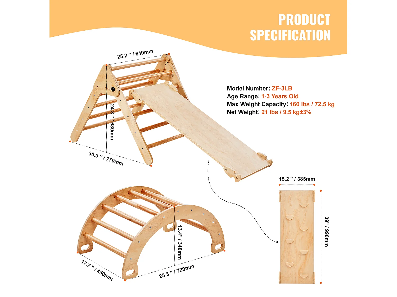 Ensemble de Triangles SucceBuy Pikler 5 En 1 de SucceBuy , Jouets D'escalade Montessori pour Tout-petits, Bois