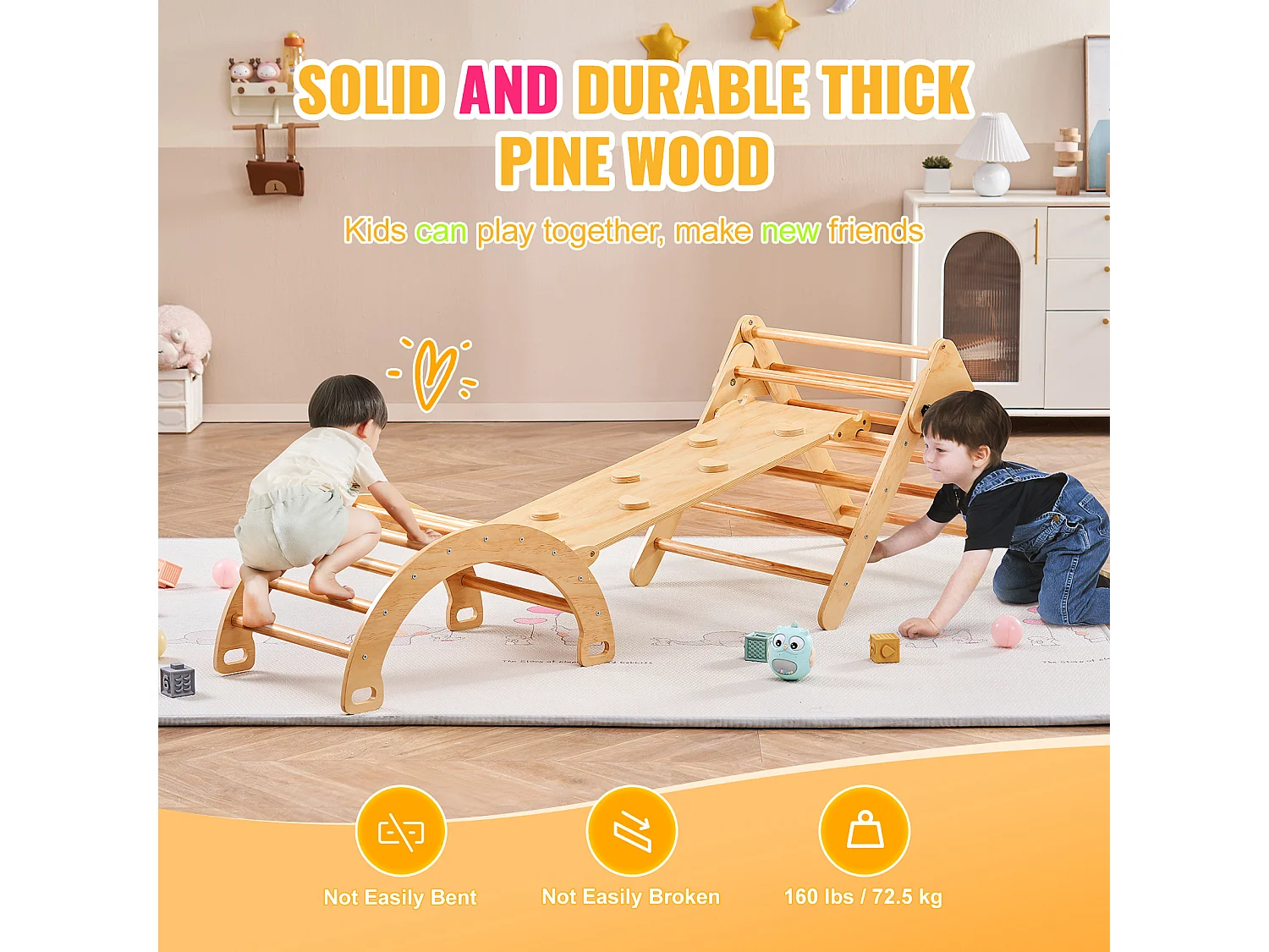 Ensemble de Triangles SucceBuy Pikler 5 En 1 de SucceBuy , Jouets D'escalade Montessori pour Tout-petits, Bois