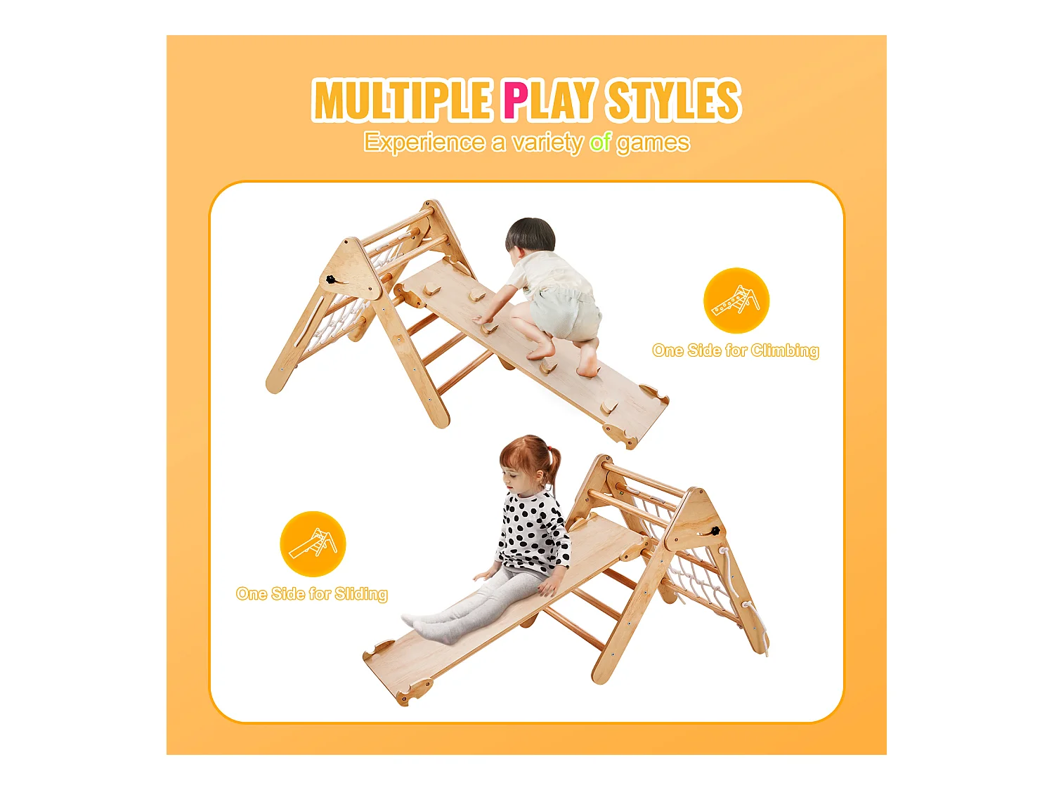 Ensemble de Triangles SucceBuy Pikler 4 En 1 de SucceBuy , Jouets D'escalade Montessori pour Tout-petits de 1 à 3 Ans