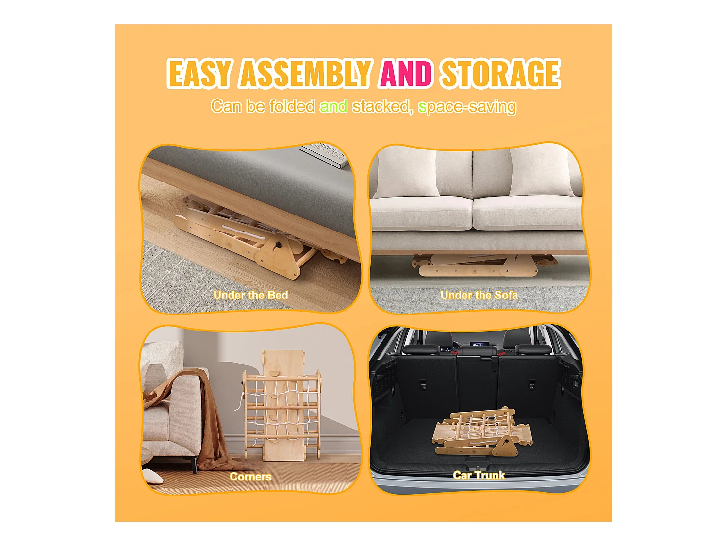 Ensemble de Triangles SucceBuy Pikler 4 En 1 de SucceBuy , Jouets D'escalade Montessori pour Tout-petits de 1 à 3 Ans