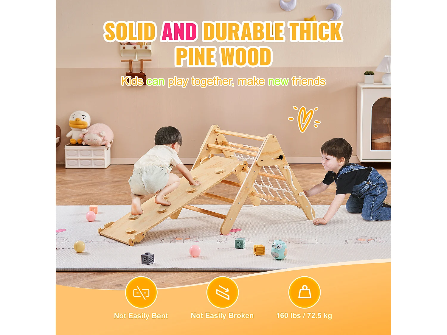 4-In-1-Pikler-Dreieck-Set SucceBuy, Montessori-Kletterspielzeug für Kleinkinder von 1–3 Jahren
