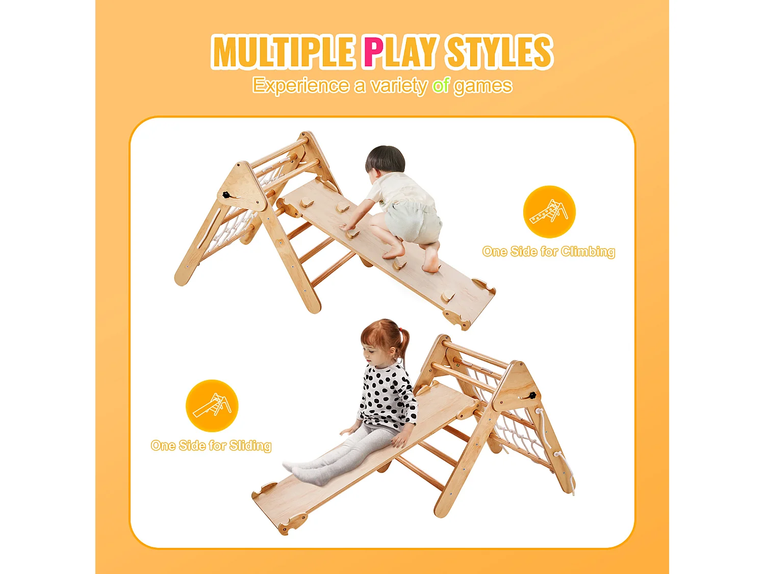 4-In-1-Pikler-Dreieck-Set SucceBuy, Montessori-Kletterspielzeug für Kleinkinder von 1–3 Jahren