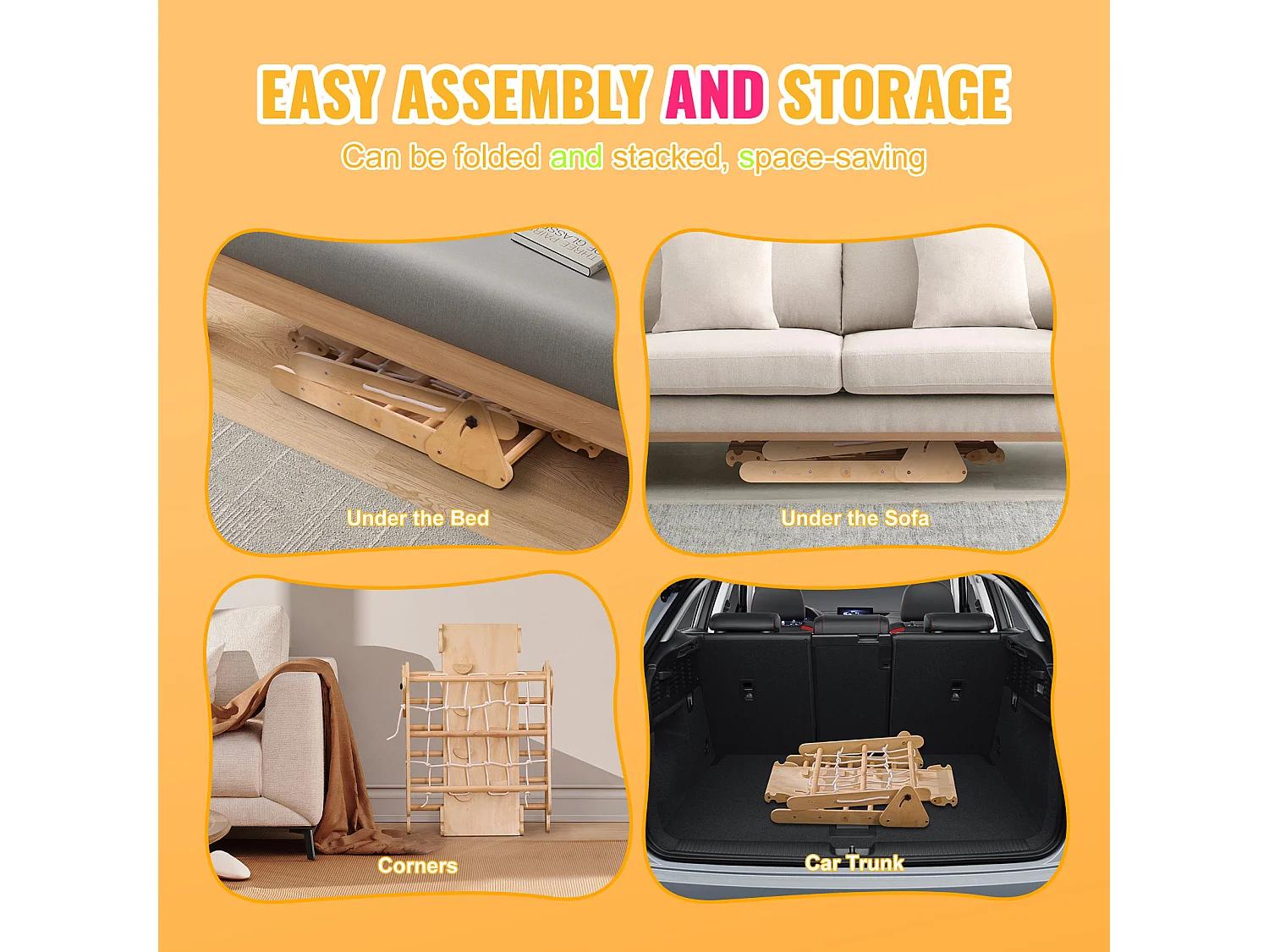 4-In-1-Pikler-Dreieck-Set SucceBuy, Montessori-Kletterspielzeug für Kleinkinder von 1–3 Jahren