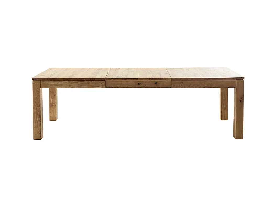 Table à manger extensible en bois massif coloris chêne sauvage huilé, Longueur 180/260 x Hauteur 77x Profondeur 90 cm