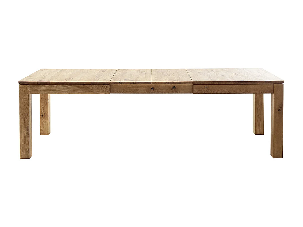 Table à manger extensible en bois massif coloris chêne sauvage huilé, Longueur 180/260 x Hauteur 77x Profondeur 90 cm