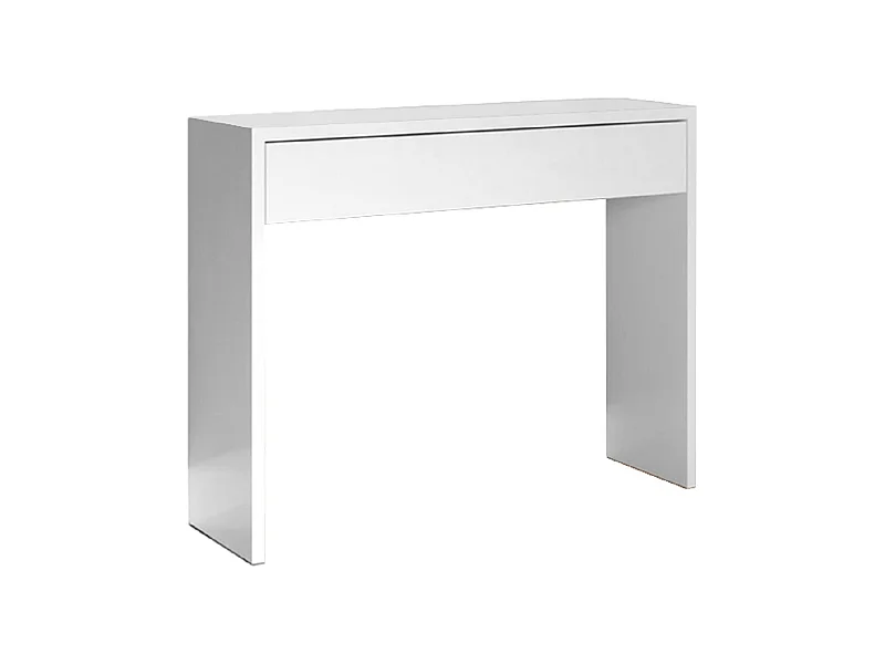 Table console, meuble console avec 1 tiroir coloris blanc - longueur 100 x profondeur 30 x hauteur 76 cm
