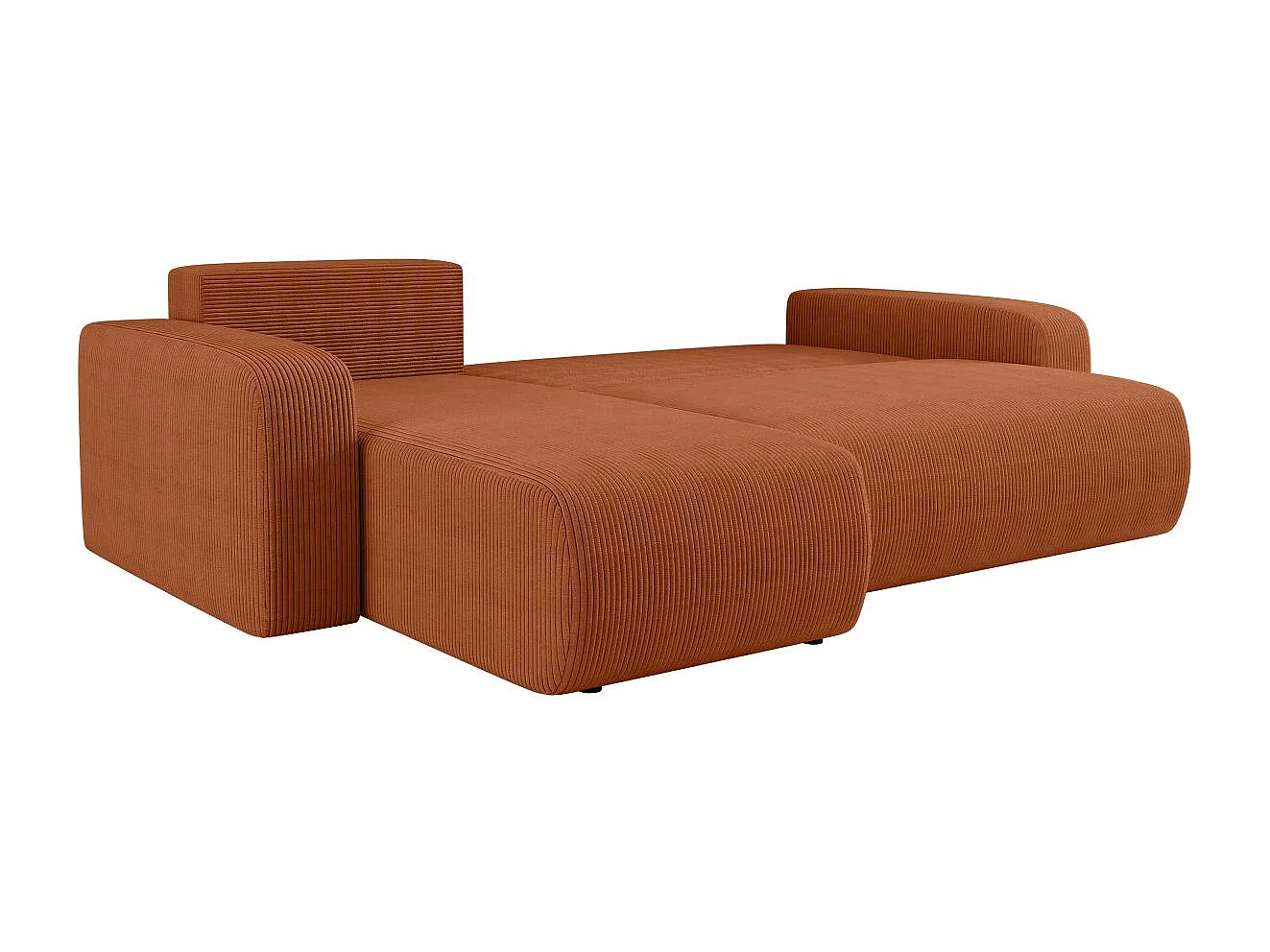 Canapé d'angle ALYA convertible et réversible 4 places en velours cotelé - Terracotta