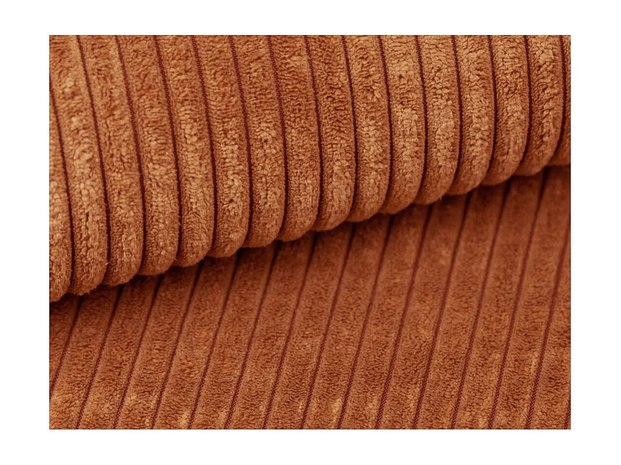 Canapé d'angle ALYA convertible et réversible 4 places en velours cotelé - Terracotta