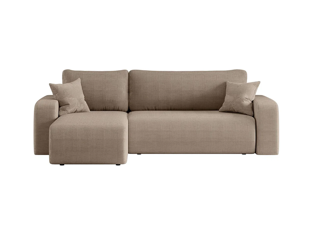 Canapé d'angle ALYA convertible et réversible 4 places en velours cotelé - Taupe