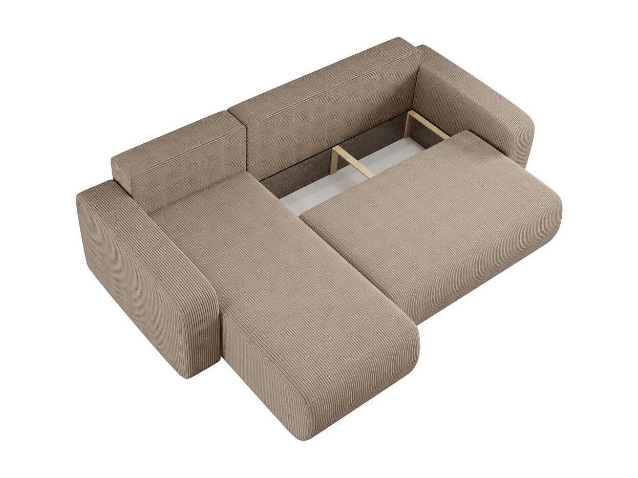 Canapé d'angle ALYA convertible et réversible 4 places en velours cotelé - Taupe