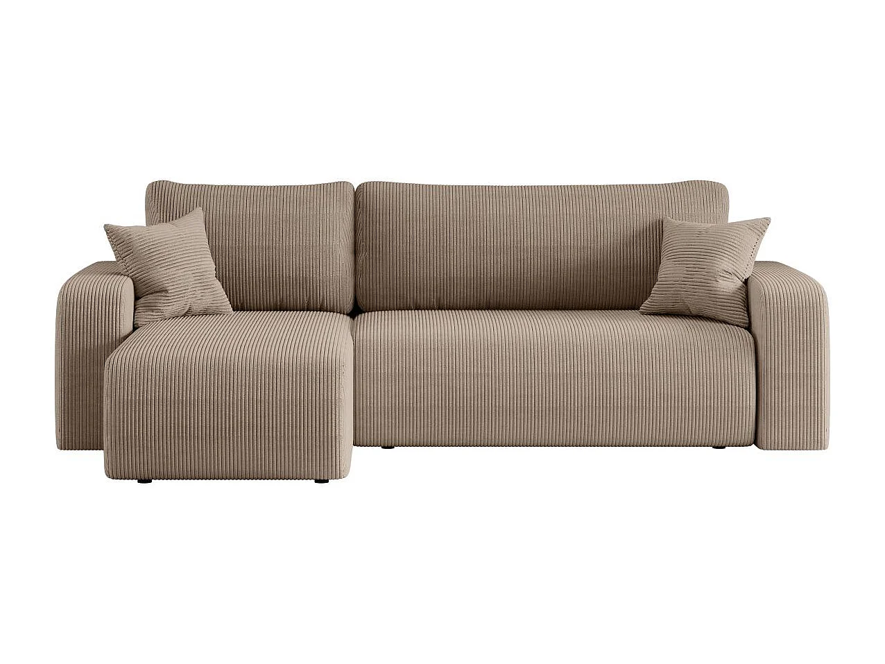 Canapé d'angle ALYA convertible et réversible 4 places en velours cotelé - Taupe