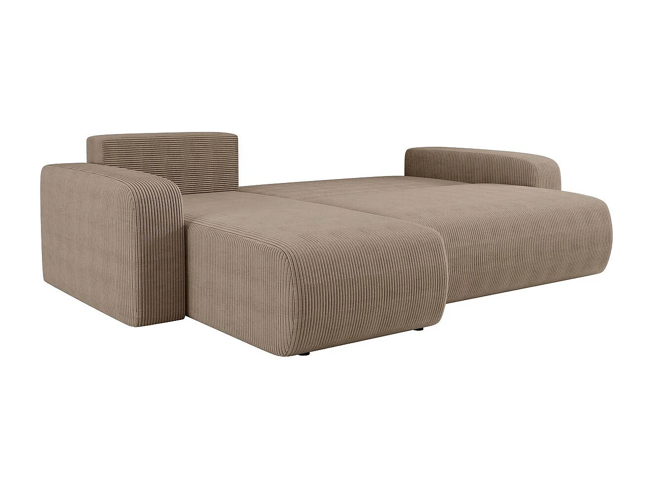 Canapé d'angle ALYA convertible et réversible 4 places en velours cotelé - Taupe