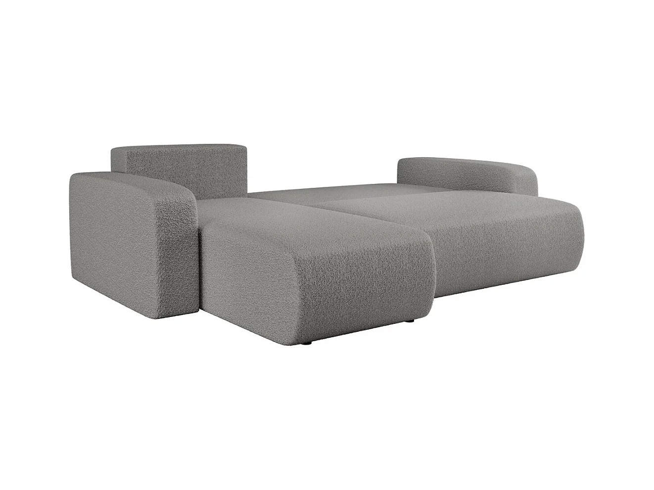 Canapé d'angle ALYA convertible et réversible 4 places en tissu bouclette - Gris