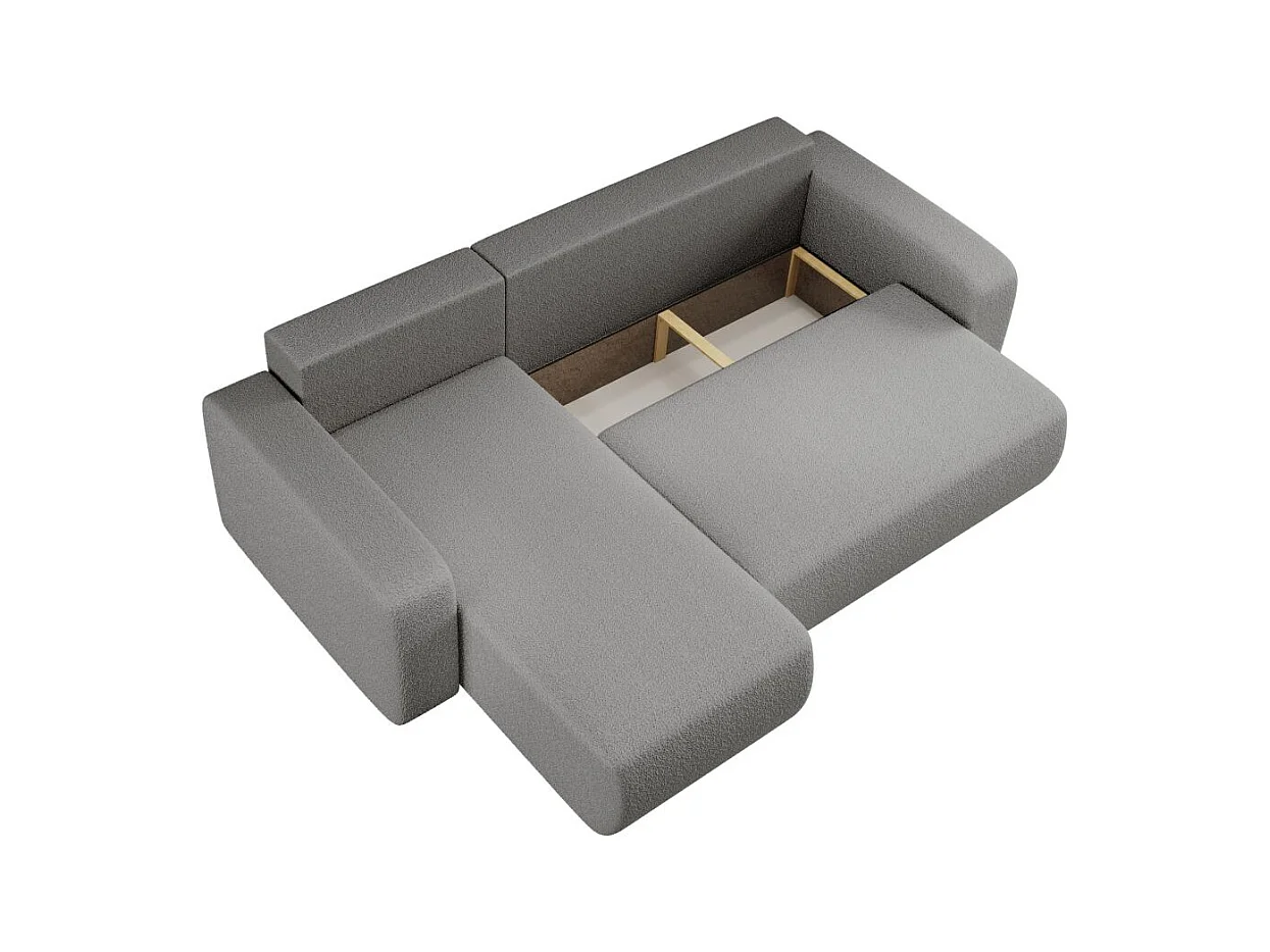 Canapé d'angle ALYA convertible et réversible 4 places en tissu bouclette - Gris