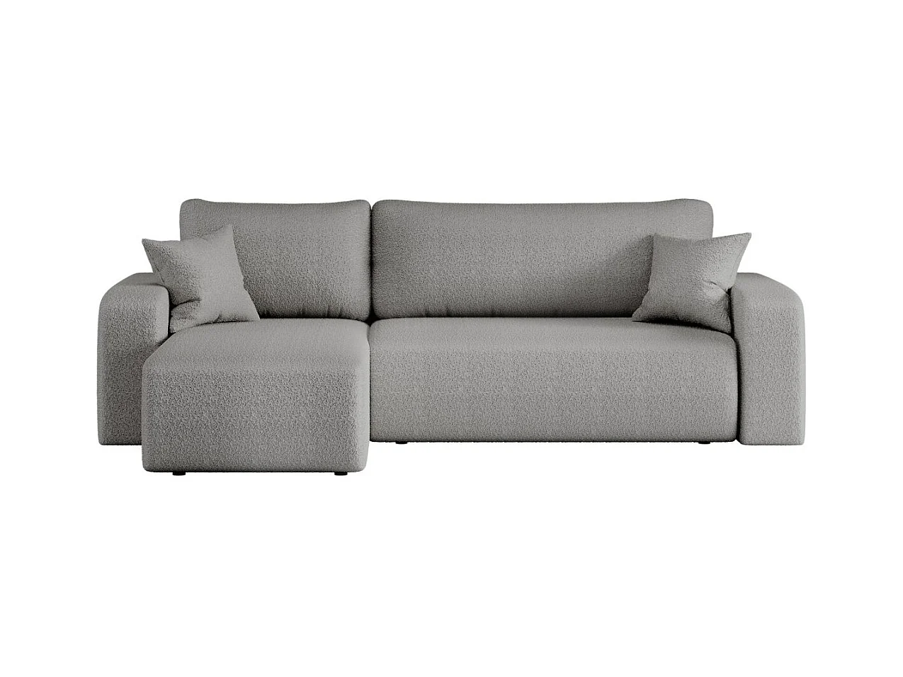 Canapé d'angle ALYA convertible et réversible 4 places en tissu bouclette - Gris