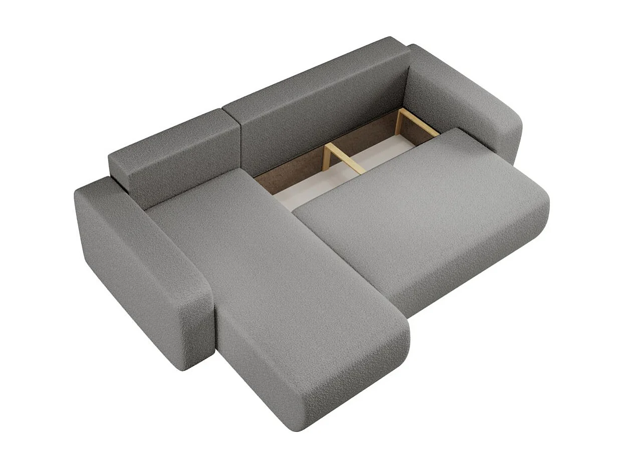 Canapé d'angle ALYA convertible et réversible 4 places en tissu bouclette - Gris