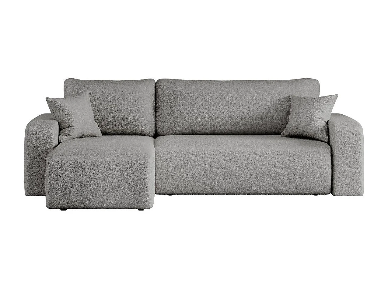 Canapé d'angle ALYA convertible et réversible 4 places en tissu bouclette - Gris