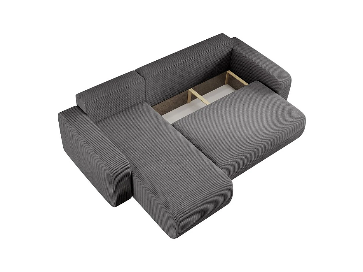 Canapé d'angle ALYA convertible et réversible 4 places en velours cotelé - Gris