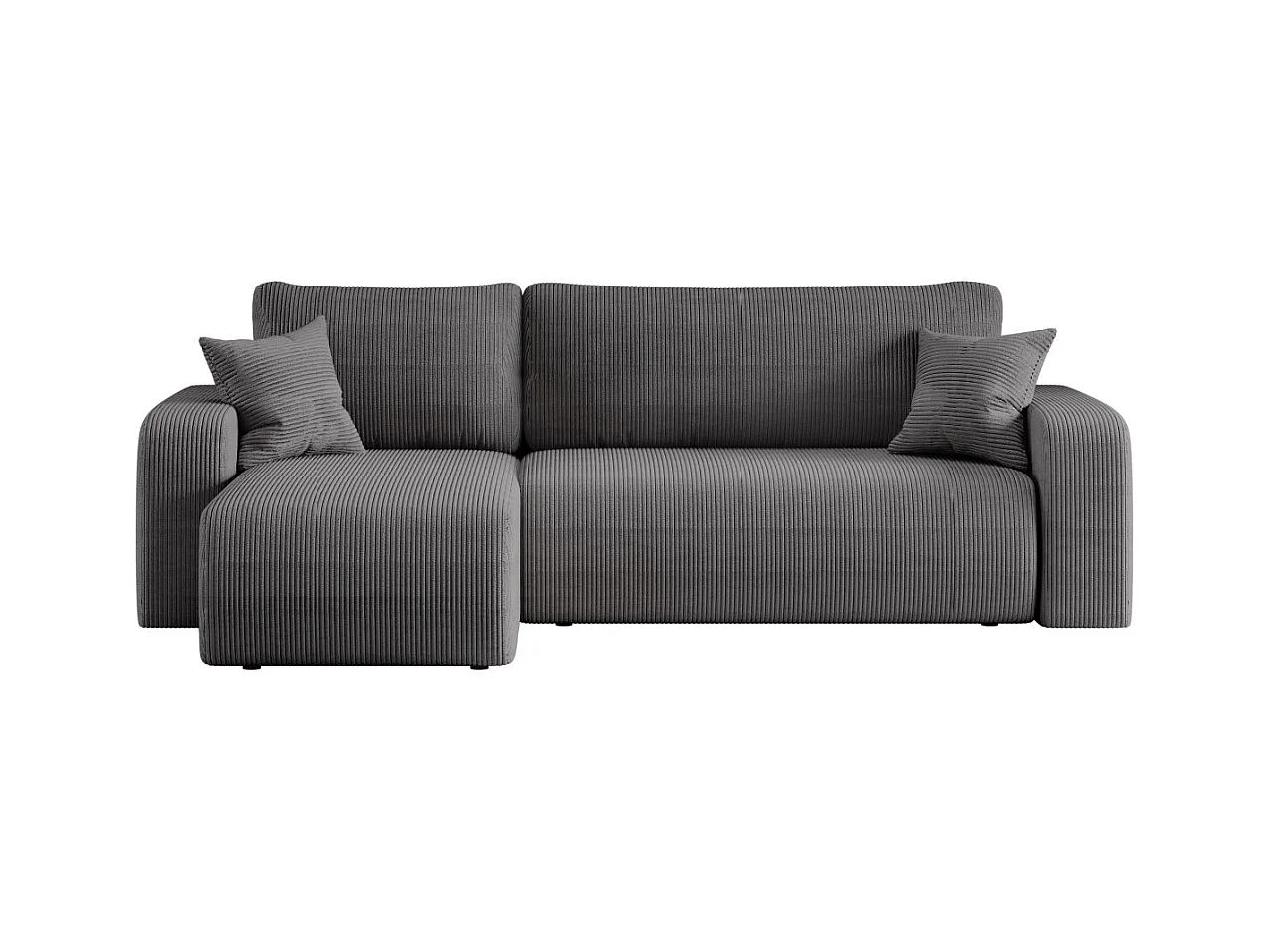 Canapé d'angle ALYA convertible et réversible 4 places en velours cotelé - Gris