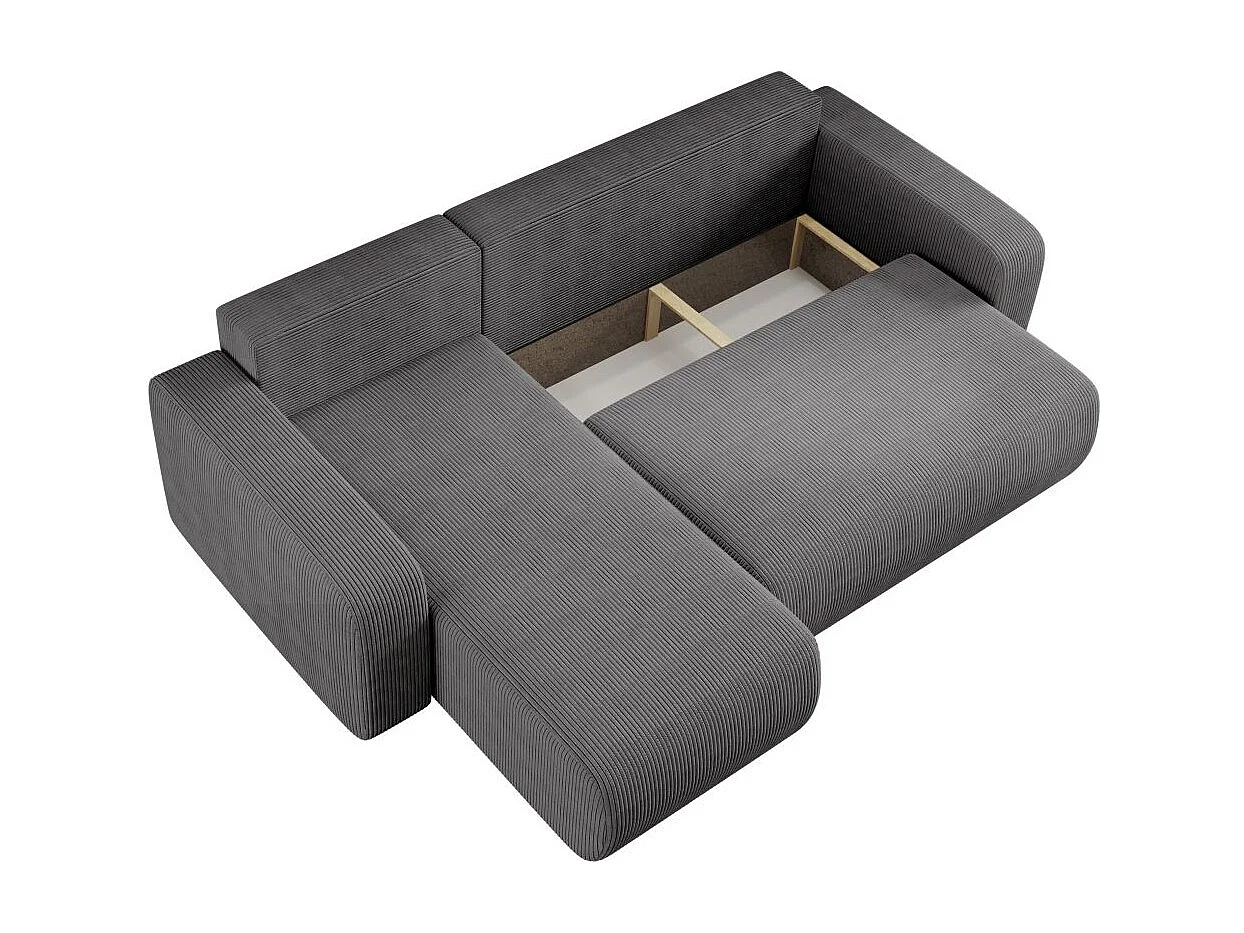 Canapé d'angle ALYA convertible et réversible 4 places en velours cotelé - Gris