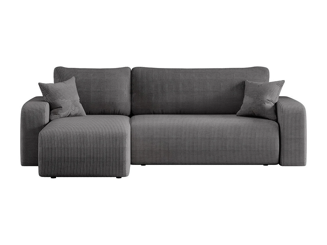 Canapé d'angle ALYA convertible et réversible 4 places en velours cotelé - Gris