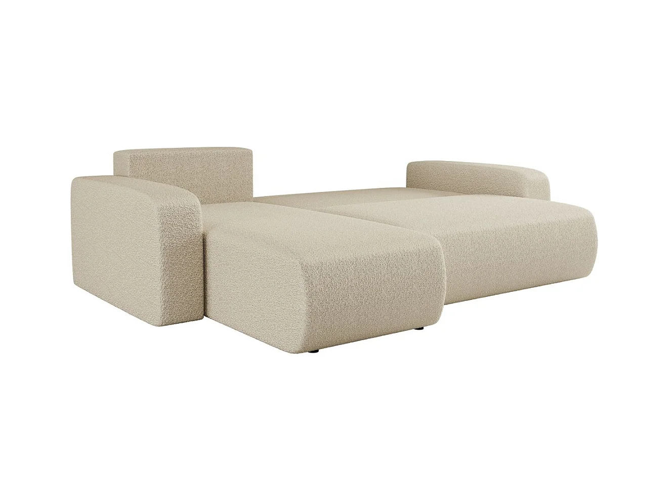 Canapé d'angle ALYA convertible et réversible 4 places en tissu bouclette - Beige