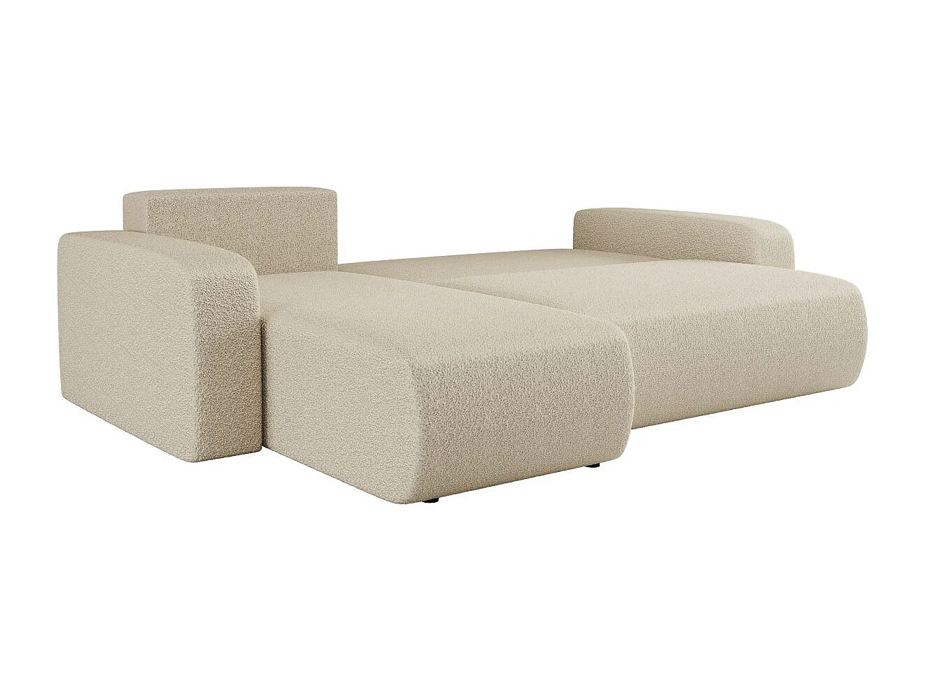 Canapé d'angle ALYA convertible et réversible 4 places en tissu bouclette - Beige