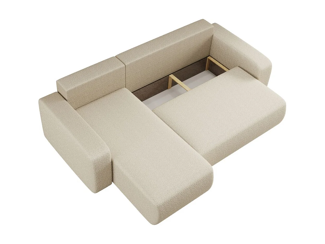 Canapé d'angle ALYA convertible et réversible 4 places en tissu bouclette - Beige