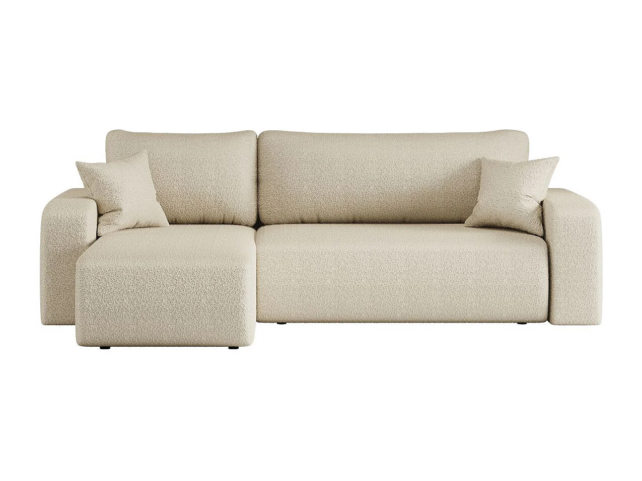 Canapé d'angle ALYA convertible et réversible 4 places en tissu bouclette - Beige