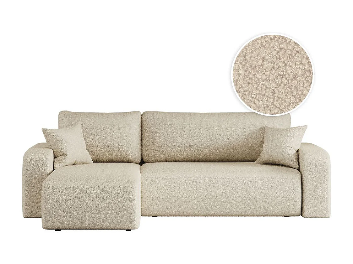 Canapé d'angle ALYA convertible et réversible 4 places en tissu bouclette - Beige