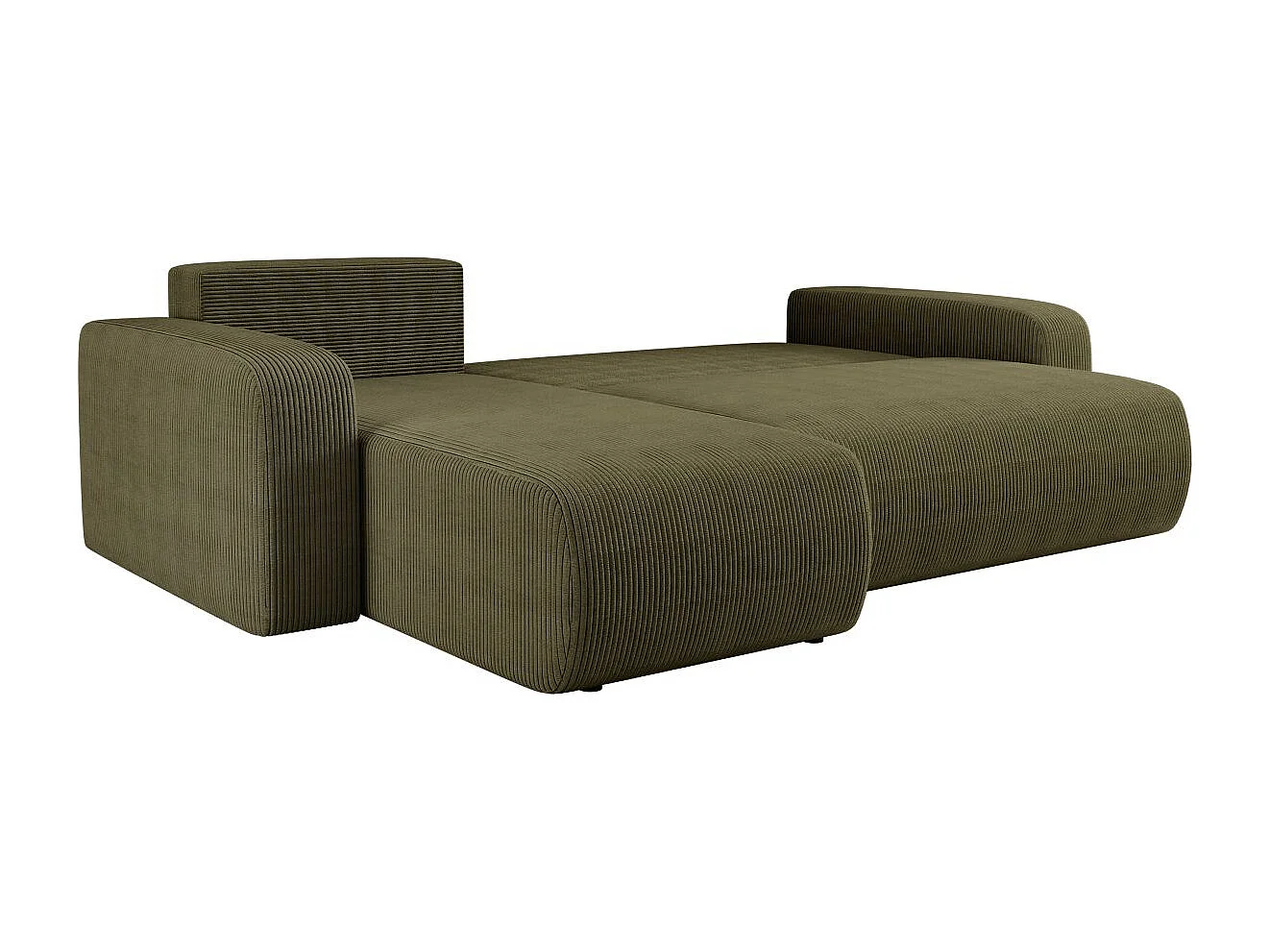 Canapé d'angle ALYA convertible et réversible 4 places en velours cotelé - Vert kaki