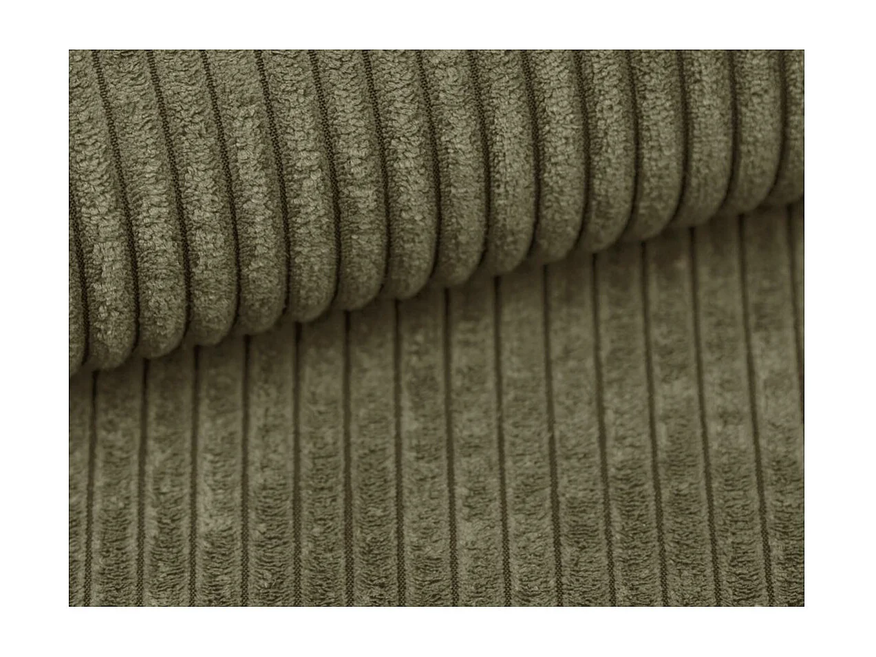 Canapé d'angle ALYA convertible et réversible 4 places en velours cotelé - Vert kaki