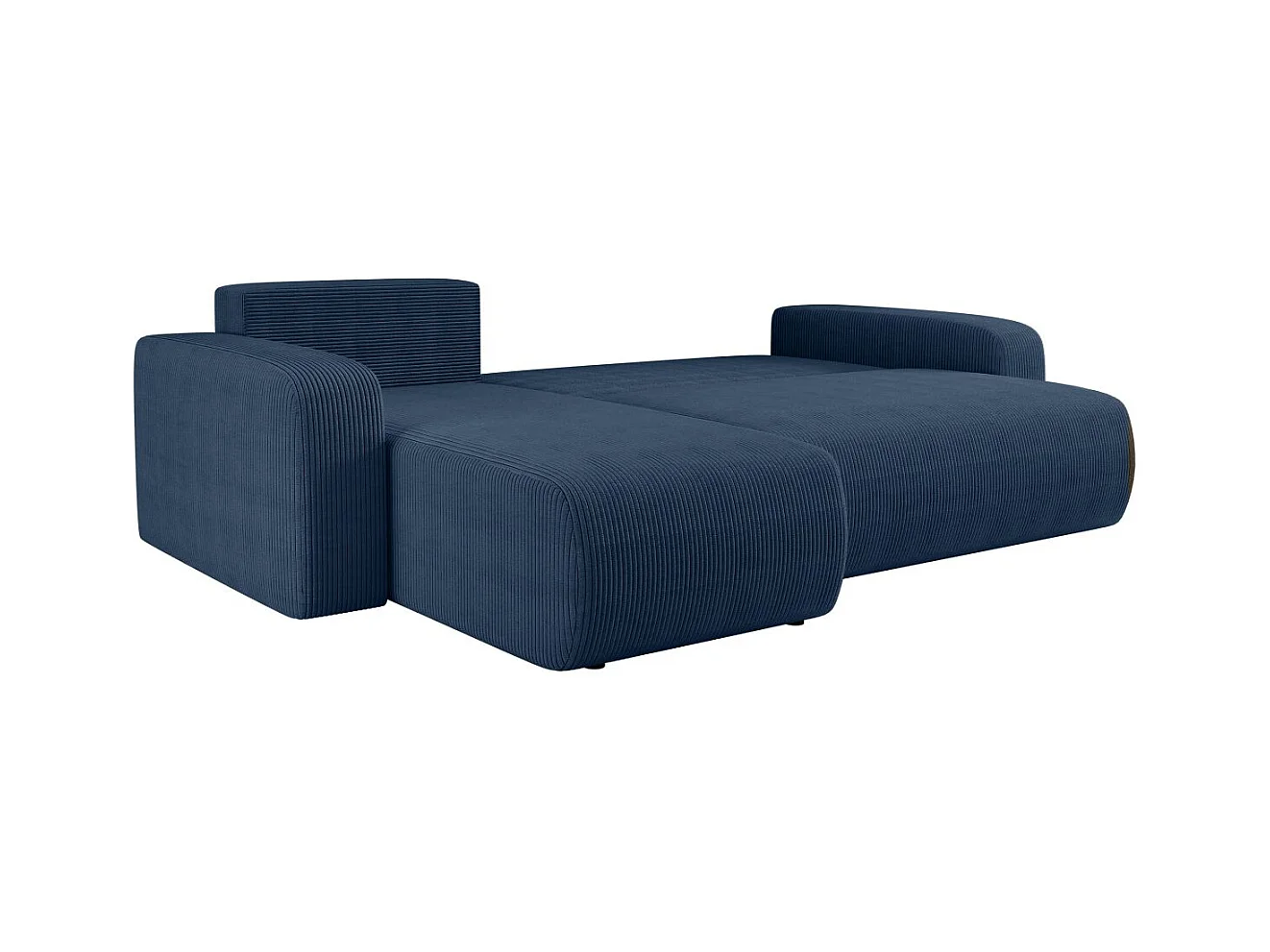 Canapé d'angle ALYA convertible et réversible 4 places en velours cotelé - Bleu foncé