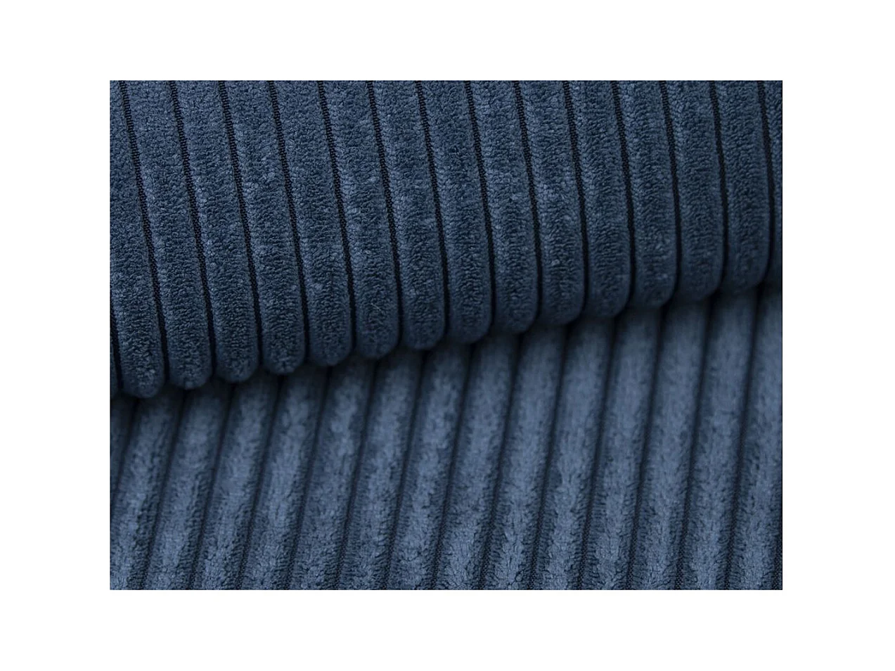 Canapé d'angle ALYA convertible et réversible 4 places en velours cotelé - Bleu foncé