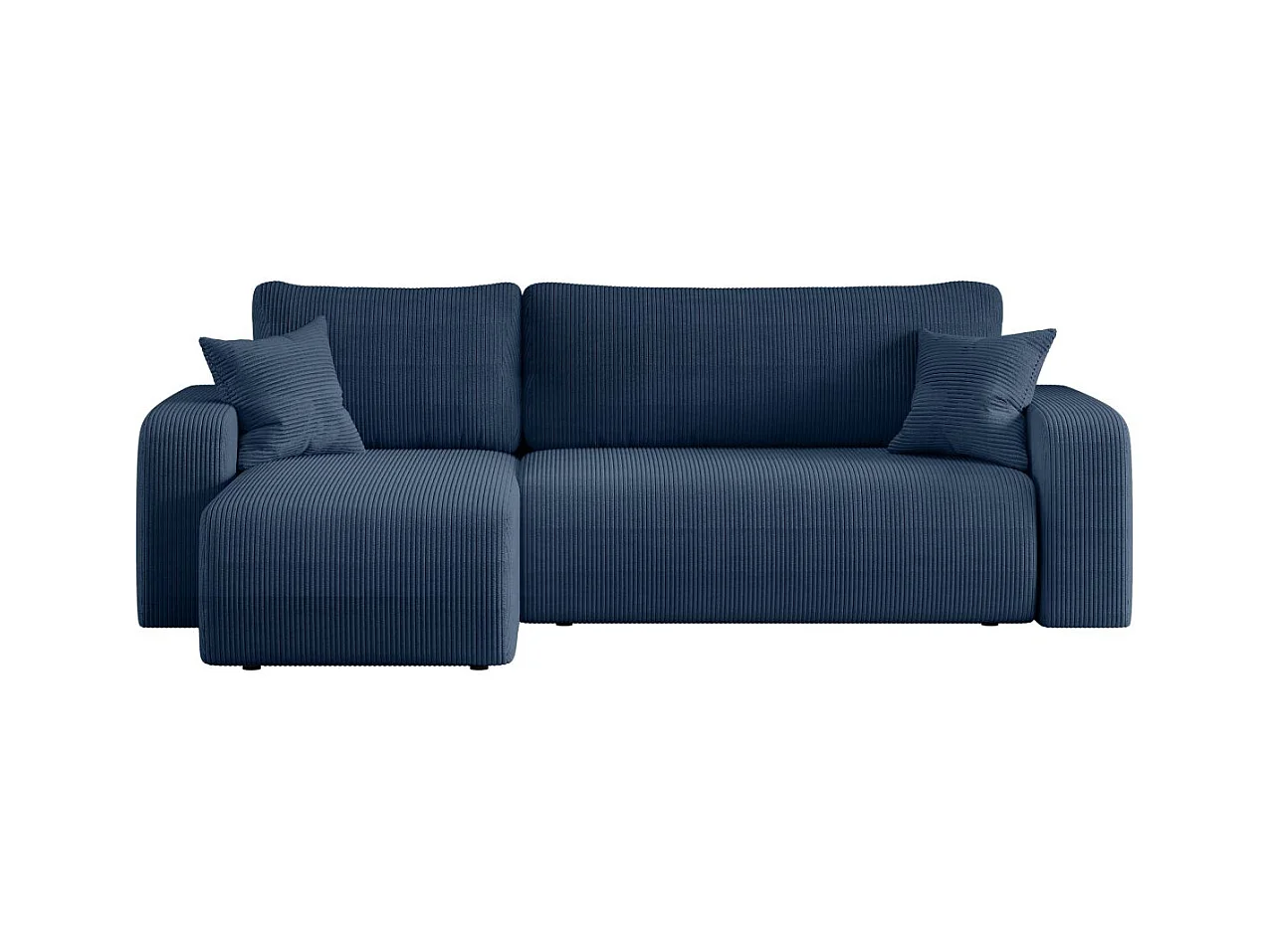 Canapé d'angle ALYA convertible et réversible 4 places en velours cotelé - Bleu foncé