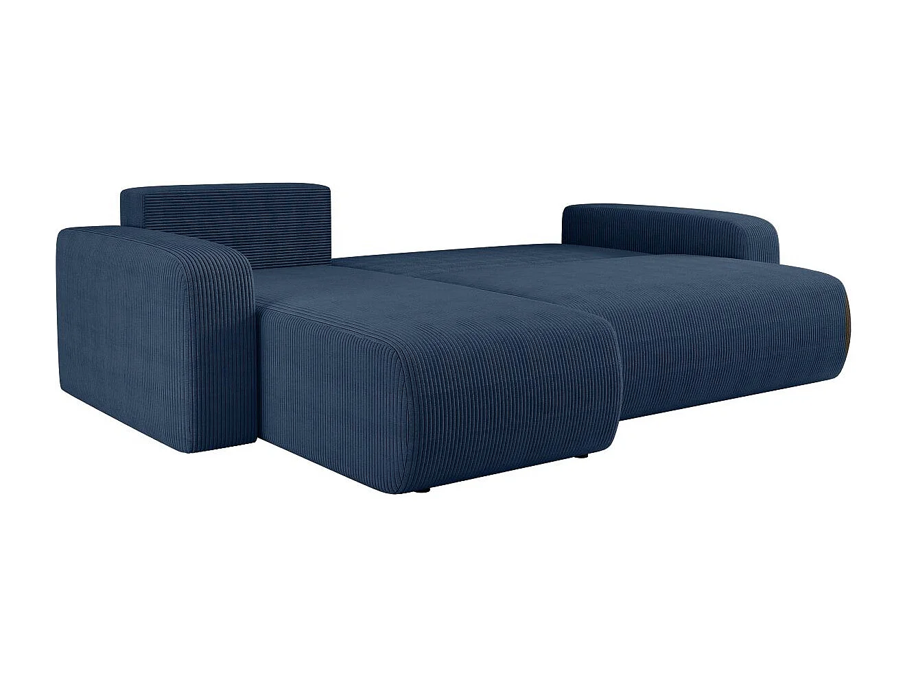 Canapé d'angle ALYA convertible et réversible 4 places en velours cotelé - Bleu foncé